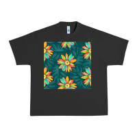 Pigment Black colorful tropical flowers seamless pattern Urban Heavy Tee - BundleAndBundleShop