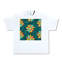 White colorful tropical flowers seamless pattern Urban Heavy Tee - BundleAndBundleShop