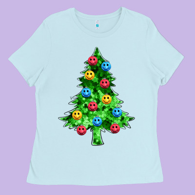 Sequin's Christmas Tree Ladies Tee Designed By Zillion Design Studio