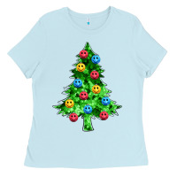 Baby Blue sequin's christmas tree Ladies Tee - Zillion Design Studio