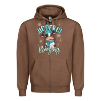 Chestnut i'm udderly freezing baby cow Zipper Hoodie - MaliasSmallBusiness
