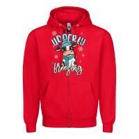 Red i'm udderly freezing baby cow Zipper Hoodie - MaliasSmallBusiness