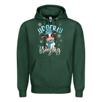 Sports Green i'm udderly freezing baby cow Zipper Hoodie - MaliasSmallBusiness