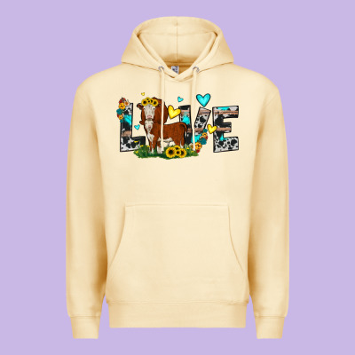 Love Western Cow Premium Hoodie Designed By Jahusdesignshop
