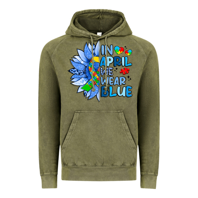 In April We Wear Blue Sunflower Vintage Hoodie by Artiststas | Teevron