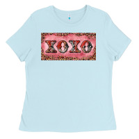 Baby Blue Xoxo cowhide and leopard Ladies Tee - RanaPortraitStore