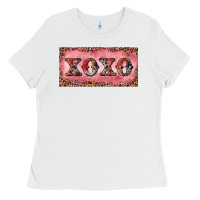 White Xoxo cowhide and leopard Ladies Tee - RanaPortraitStore