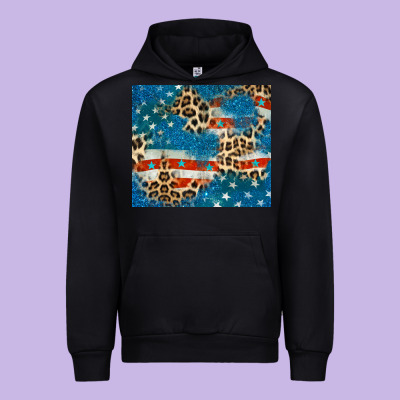 Leopard Glitter American Flag Urban Hoodie Designed By Cowgirlartshop