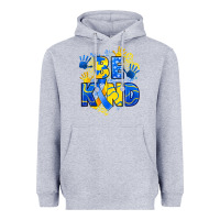 Heather Grey down syndrome be kind Heavyweight Hoodie - Artiststas