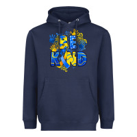 Navy down syndrome be kind Heavyweight Hoodie - Artiststas