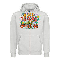 Dove Grey good things are coming Zipper Hoodie - MaliasSmallBusiness