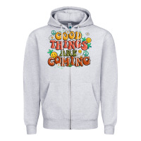 Heather Grey good things are coming Zipper Hoodie - MaliasSmallBusiness