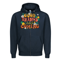 Navy good things are coming Zipper Hoodie - MaliasSmallBusiness