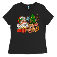 Black santa and reindeer Ladies Tee - Zillion Design Studio