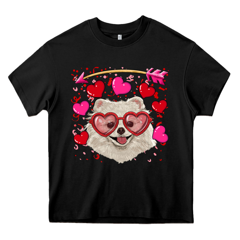 Valentine's Day White Pomeranian Heavy Core Tee by RanaPortraitStore | Teevron