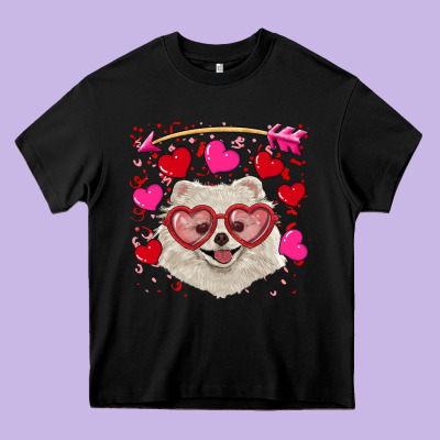 Heavy Core Tee valentine's day white pomeranian