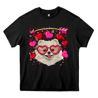 Black valentine's day white pomeranian Heavy Core Tee - RanaPortraitStore