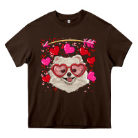 Chocolate Brown valentine's day white pomeranian Heavy Core Tee - RanaPortraitStore
