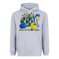 Heather Grey october we wear blue and yellow with pumpkins Heavyweight Hoodie - Artiststas