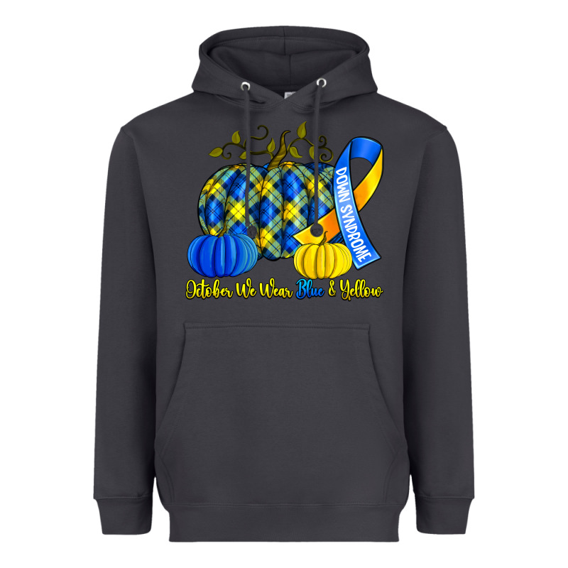 October We Wear Blue And Yellow With Pumpkins Heavyweight Hoodie by Artiststas | Teevron