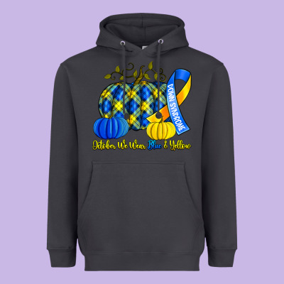 October We Wear Blue And Yellow With Pumpkins Heavyweight Hoodie Designed By Artiststas