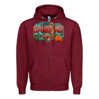 Burgundy camping vibes Zipper Hoodie - NancyCooperArtShop