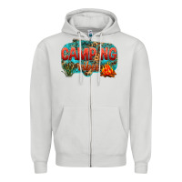 Dove Grey camping vibes Zipper Hoodie - NancyCooperArtShop