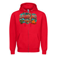 Red camping vibes Zipper Hoodie - NancyCooperArtShop