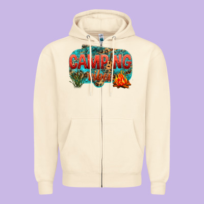 Camping Vibes Zipper Hoodie Designed By Nancycooperartshop