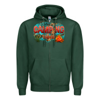 Sports Green camping vibes Zipper Hoodie - NancyCooperArtShop