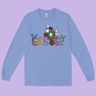 Cross Rabbit Easter Gnomes Long Sleeve Tee Designed By Jasminsmagicworld