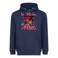 Navy in october we wear pink with afro woman Heavyweight Hoodie - Artiststas