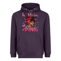 Plum in october we wear pink with afro woman Heavyweight Hoodie - Artiststas