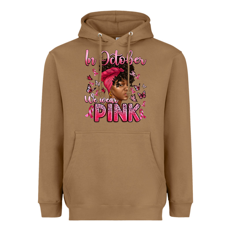 In October We Wear Pink With Afro Woman Heavyweight Hoodie by Artiststas | Teevron
