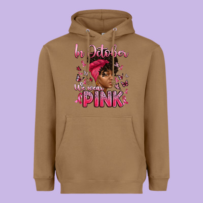 In October We Wear Pink With Afro Woman Heavyweight Hoodie Designed By Artiststas