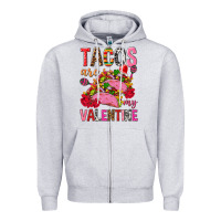 Heather Grey tacos are my valentine Zipper Hoodie - NancyCooperArtShop