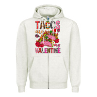 Oatmeal Heather tacos are my valentine Zipper Hoodie - NancyCooperArtShop