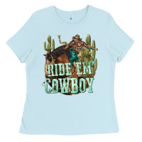 Baby Blue ride em cowboy Ladies Tee - texasbilliewilder