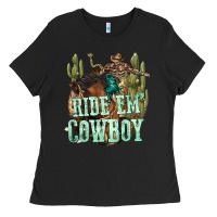 Black ride em cowboy Ladies Tee - texasbilliewilder