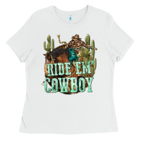 White ride em cowboy Ladies Tee - texasbilliewilder