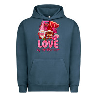 Pigment Midnight Navy Love is in the air with gnomies Valentine's Day Urban Hoodie - HowdyJamesFarm