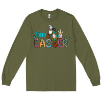Army Green cross rabbit gnomes happy easter Long Sleeve Tee - Jasminsmagicworld