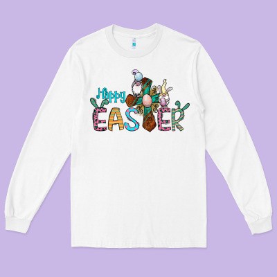 Cross Rabbit Gnomes Happy Easter Long Sleeve Tee Designed By Jasminsmagicworld