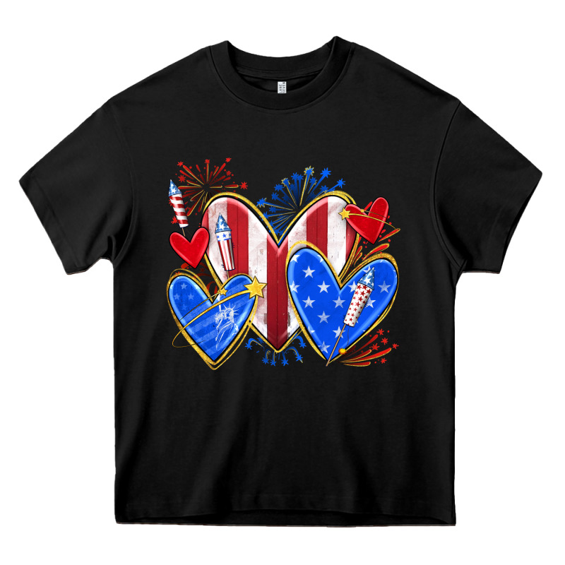 4th Of July Hearts Heavy Core Tee by texasbilliewilder | Teevron
