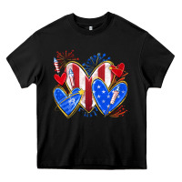 Black 4th of july hearts Heavy Core Tee - texasbilliewilder
