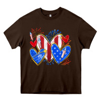 Chocolate Brown 4th of july hearts Heavy Core Tee - texasbilliewilder