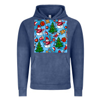 Vintage Denim christmas trees and snow seamless pattern Vintage Hoodie - BundleAndBundleShop