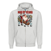 Dove Grey merry vibes ho ho ho Zipper Hoodie - MaliasSmallBusiness