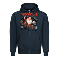 Navy merry vibes ho ho ho Zipper Hoodie - MaliasSmallBusiness