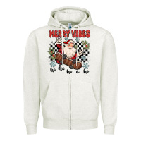 Oatmeal Heather merry vibes ho ho ho Zipper Hoodie - MaliasSmallBusiness